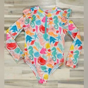 Wonder Nation Multicolor Sea Life Kids Rashguard Swimsuit